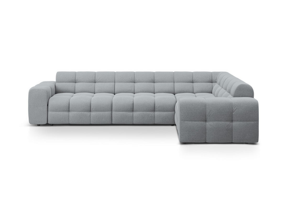 ECKSOFA rechts Kendal aus strukturiertem Stoff platin 6 Sitzplätze - Platinfarben, Textil (231/332cm) - Micadoni