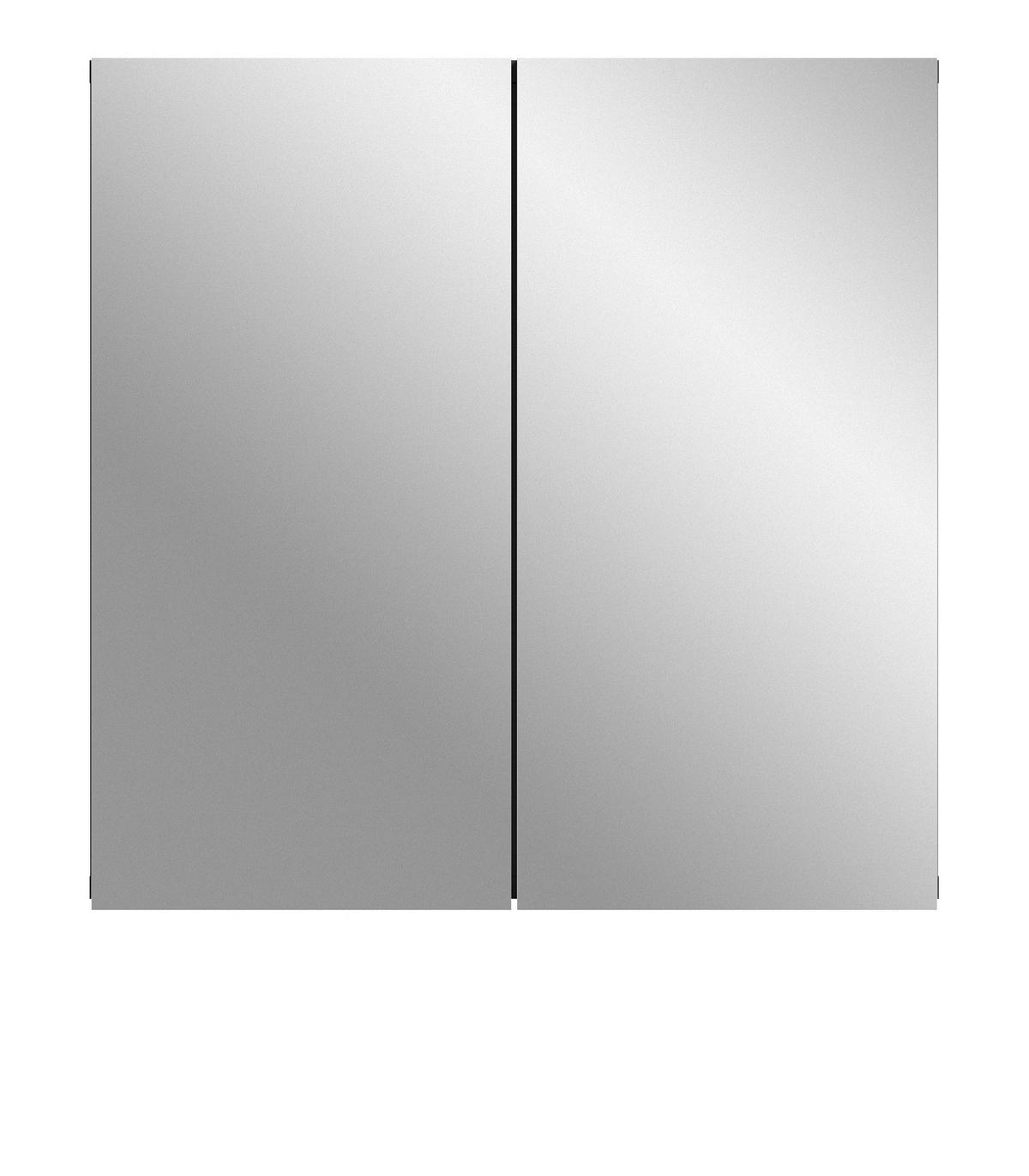 SPIEGELSCHRANK grau 60 cm, Badschrank 2-türig mit Soft-Close - Grau, Glas/Holzwerkstoff (60/60/15cm) - Inn.Furn