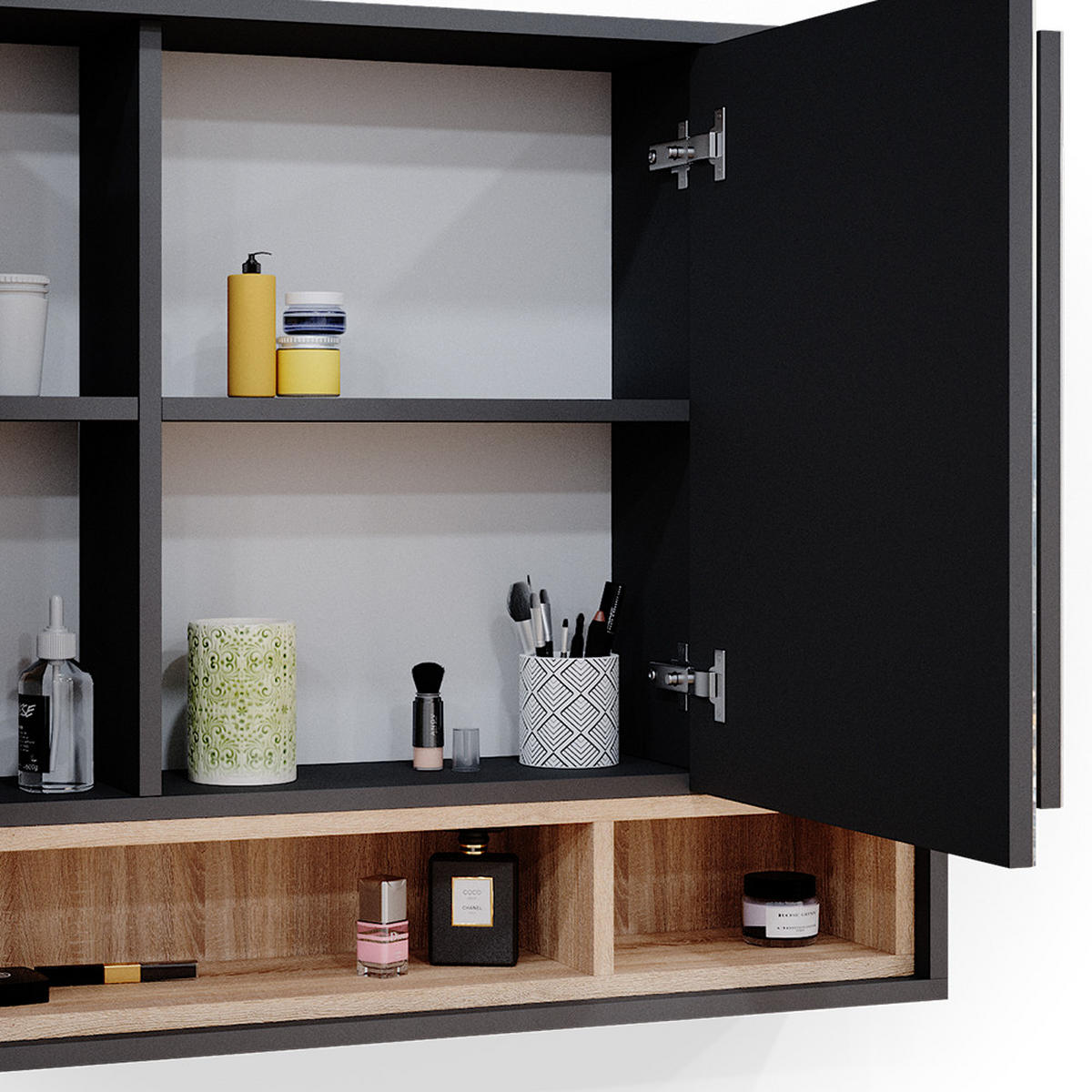 BADSPIEGELSCHRANK Beatrice Anthrazit 80 x 72 cm - Anthrazit, Holzwerkstoff (80/72/20cm) - Vicco