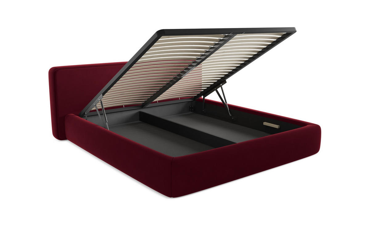 POLSTERBETT mit Bettkasten und Lattenrost 180x228 Rot - Rot/Weinrot, Kunststoff/Textil (160/200cm) - Makamii