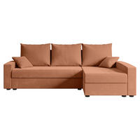 ECKSOFA mit Schlaffunktion und Bettkasten ALESIA-L 231x140x90 cm Koralle Velours - Koralle/Silberfarben, Holzwerkstoff/Kunststoff (231/140cm) - ALTDECOR