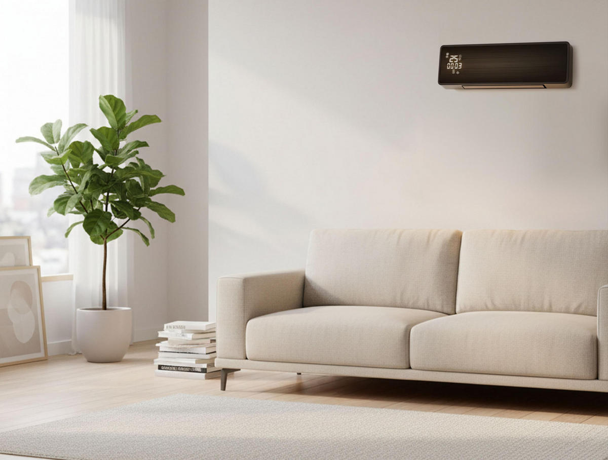 SPLIT-WANDHEIZUNG Schwarz mit Fernsteuerung und Programmierung 2000 W - Schwarz, Kunststoff (55/19/13cm) - Purline