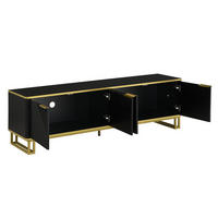 TV-ELEMENT 160/37.5/48 cm Schwarz mit 4 Türen - Schwarz, Holz (160/48/37.5cm) - Oxeza