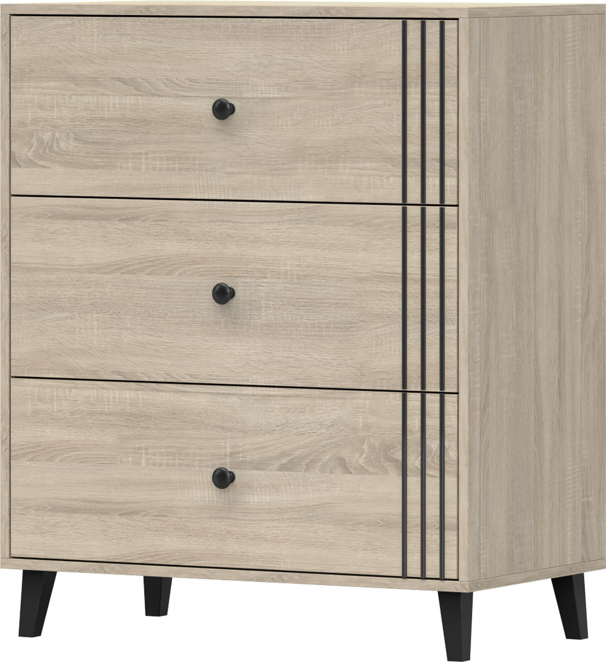 KOMMODE 80/96/45 cm Fox 3S02 Sonoma Eiche/Sonoma Eiche - Sonoma Eiche, Holzwerkstoff (80/96/45cm) - imoebel24