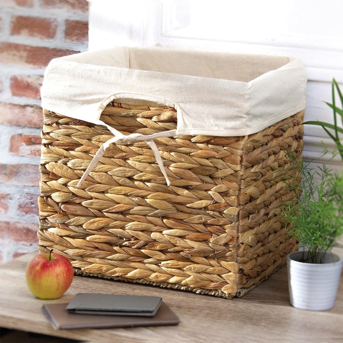 AUFBEWAHRUNGSWÜRFEL aus Wasserhyazinthen - B32x L32x H32/33cm - Apfelbaumfarben, Naturmaterialien (32/32/32cm) - Calicosy