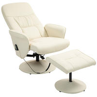 RELAXSESSEL mit Fußhocker, Elektrischer Massagesessel mit Liegefunktion - Creme/Schwarz, Kunststoff/Metall (81/105/76cm) - HOMCOM