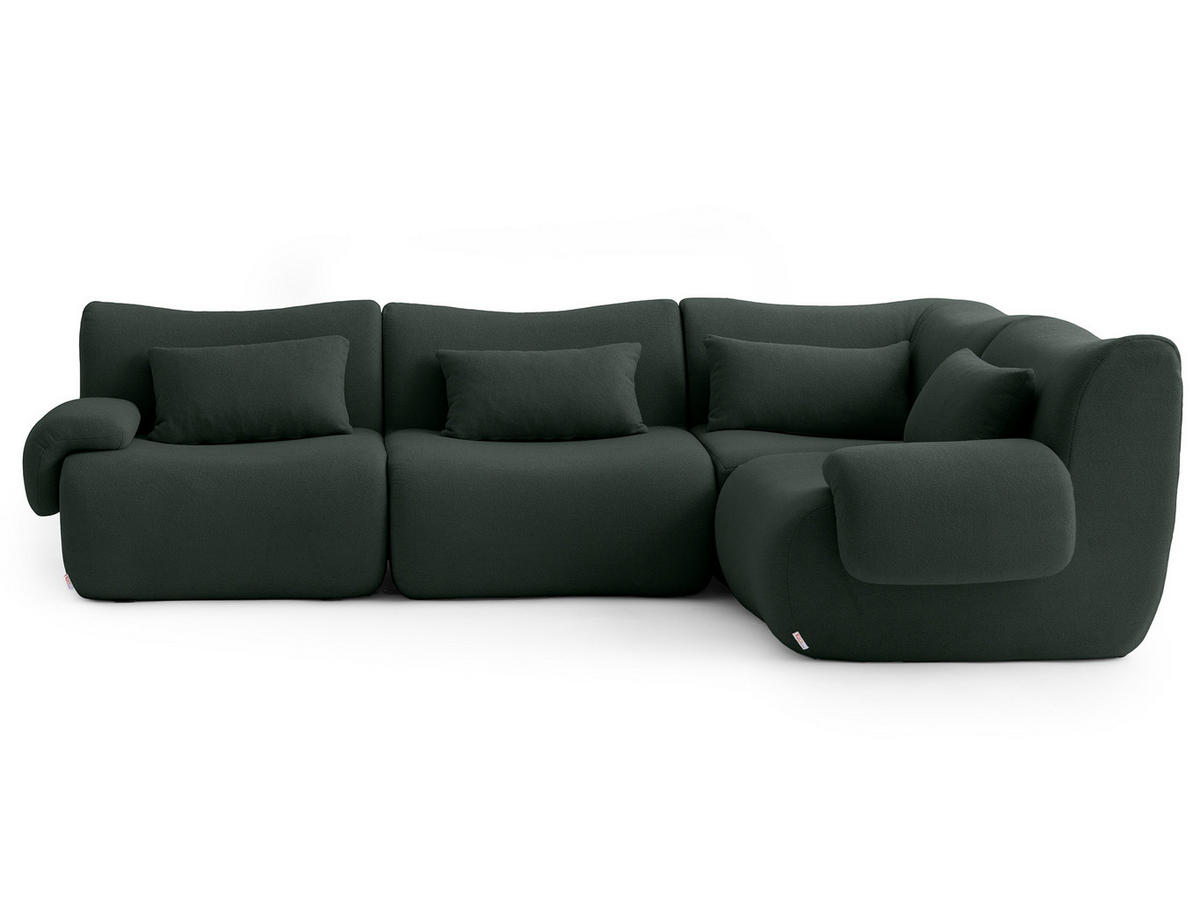 ECKSOFA Bouclé-Stoff Waldgrün - Waldgrün, Textil (269/182cm) - MILYsofa