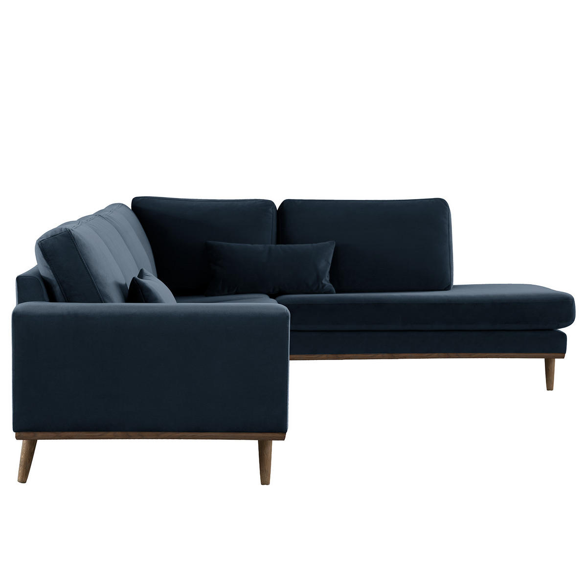 ECKSOFA mit Ottomane - Eichefarben/Dunkelblau, Eichenholz/Textil (287/219cm) - home24