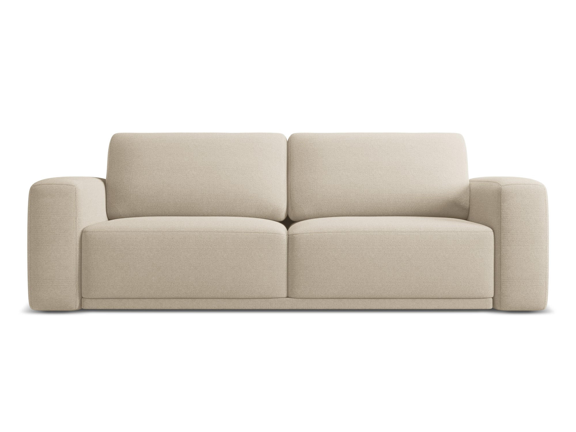 3-SITZER SOFA mit Schlaffunktion Chenille Stoff Beige - Beige/Schwarz, Kunststoff/Textil (242/91/100cm) - Makamii