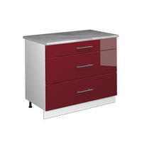 KUCHYNSKÁ SPODNÁ SKRINKA Fame-Line, Bordeaux vysoký lesk/biely, 100 cm, AP Marble - biela/bordová, kompozitné drevo (100/82/60cm) - Vicco
