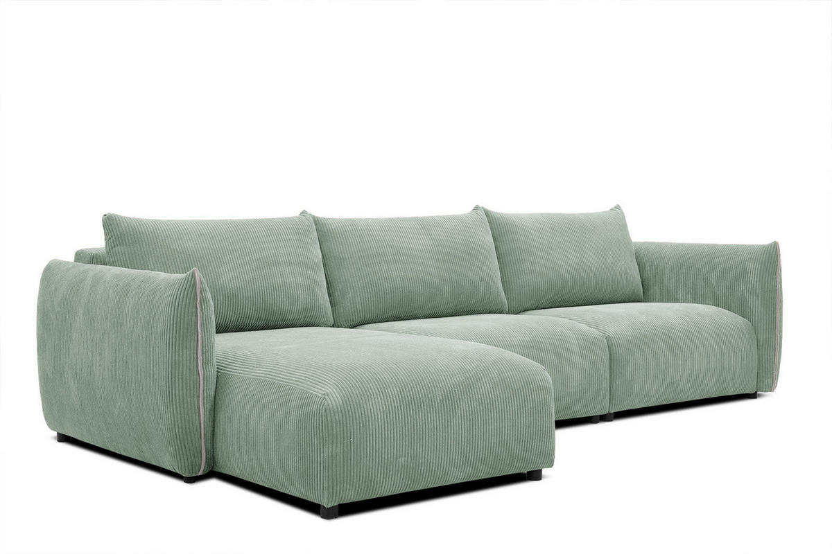 ECKSOFA TAUER 5-Sitzer, mintgrün - Schwarz/Mintgrün, Holzwerkstoff/Kunststoff (173/294cm) - Courtois Laville