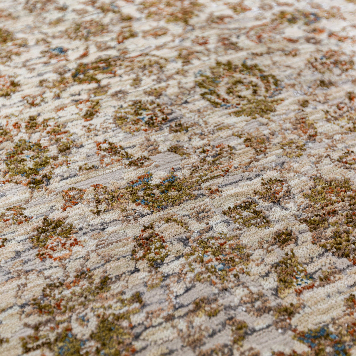 ORIENTTEPPICH Vintage Blumen-Muster, Wohnzimmer Erdtöne-Grün Läufer 60x230 - Grün, Textil (60/230cm) - KADIMA DESIGN