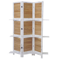 PARAVENT MIT REGALBÖDEN Reinweiß, Braun - Weiß/Braun, Holz (125/170/2cm) - MCW