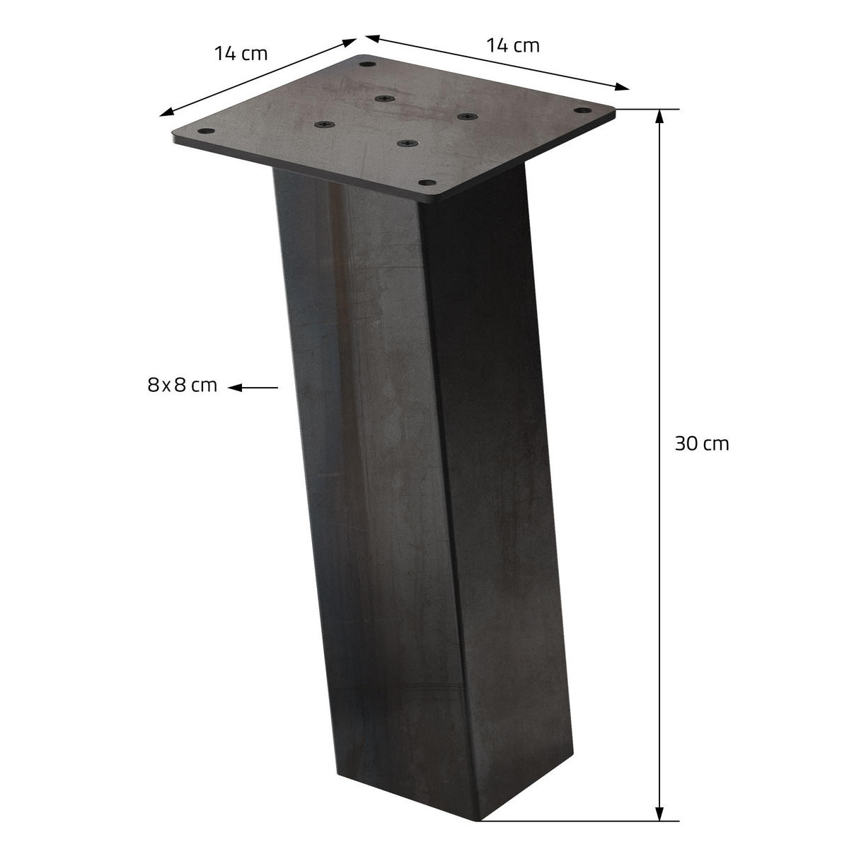 TISCHBEINE 4er Set I-96GRAD-Design H:30 cm Industrial 8x8 cm - Dunkelgrau, Metall (14/30/14cm) - ML-DESIGN
