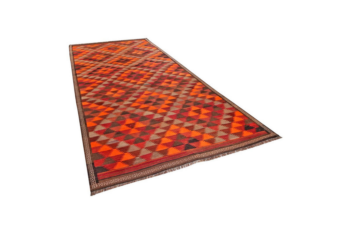 KELIM-TEPPICH handgewebt Kordi Orange 378/208 cm Schurwolle - Orange, Textil (208/378cm) - Looma