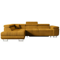 ECKSOFA mit Schlaffunktion und Bettkasten GUSA-L 272x202x107 cm Senfgelb Cord - Gelb/Silberfarben, Holzwerkstoff/Textil (202/272cm) - ALTDECOR