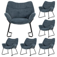 SESSEL Aliano - 6er Set - blau - Blau/Schwarz, Textil/Metall (67/76/73cm) - bene living