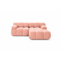 CHAISELONGUE Modular, Bouclé-Stoff Abriamo, Ecru, Rechts, Selia - Ecru/Rosa, Holz (190/160cm) - Kaiser Möbel