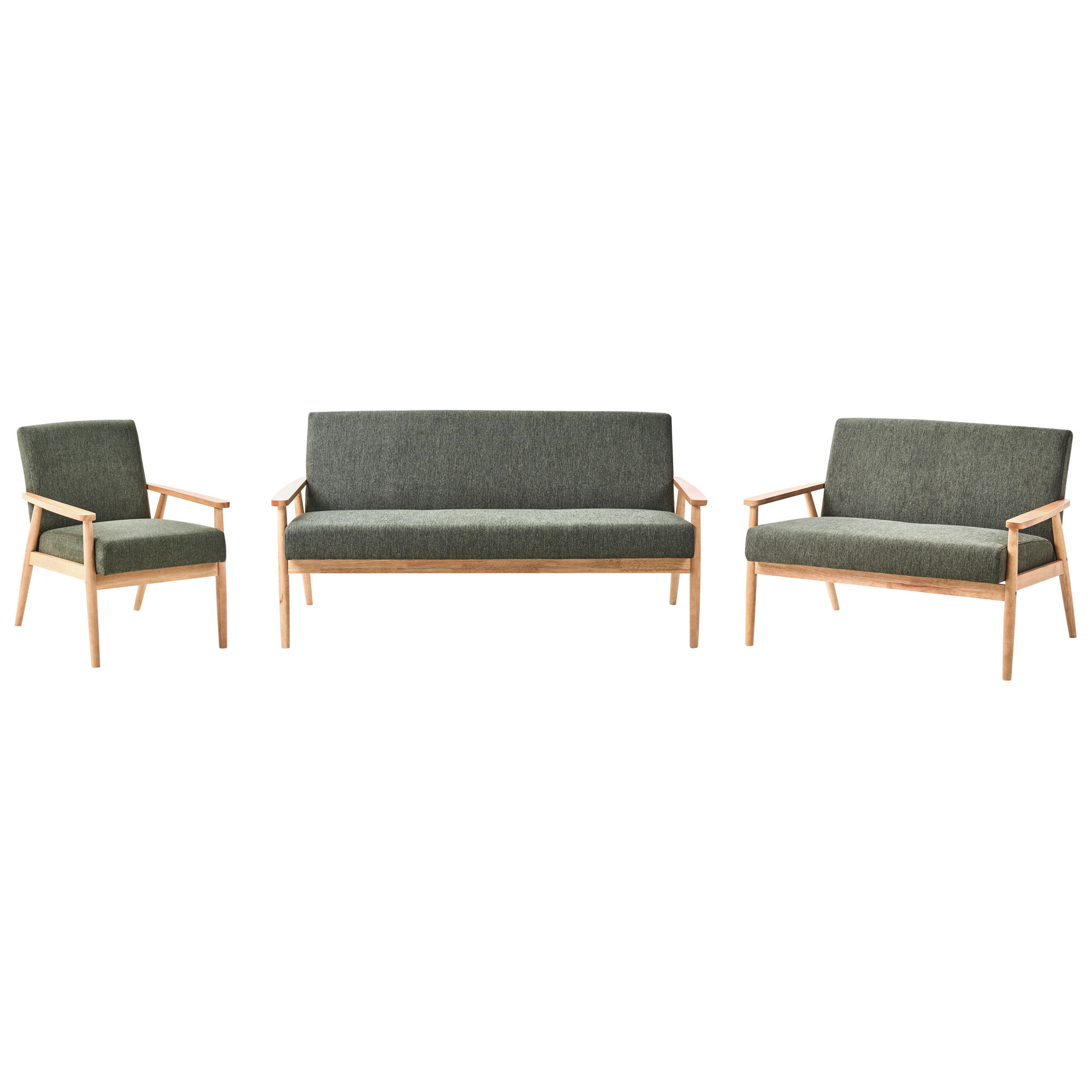 SOFA-SET 6-Sitzer Stoff Hellbraun/Grün Esrum - Hellbraun/Braun, Textil (151/79/72cm) - Beliani