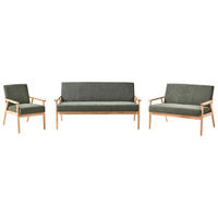SOFA-SET 6-Sitzer Stoff Hellbraun/Grün Esrum - Hellbraun/Braun, Textil (151/79/72cm) - Beliani