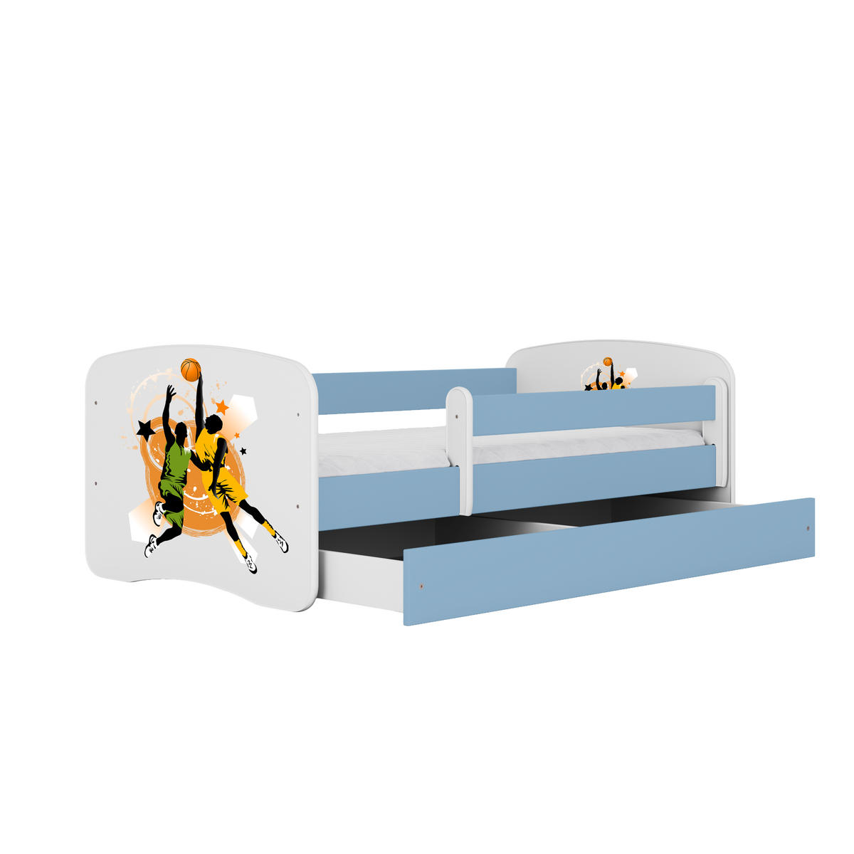 KINDERBETT Basketball mit Schublade 180/80 90/61/184 - Blau, Holzwerkstoff (80/180cm) - RAUMHIRSCH FURNITURE