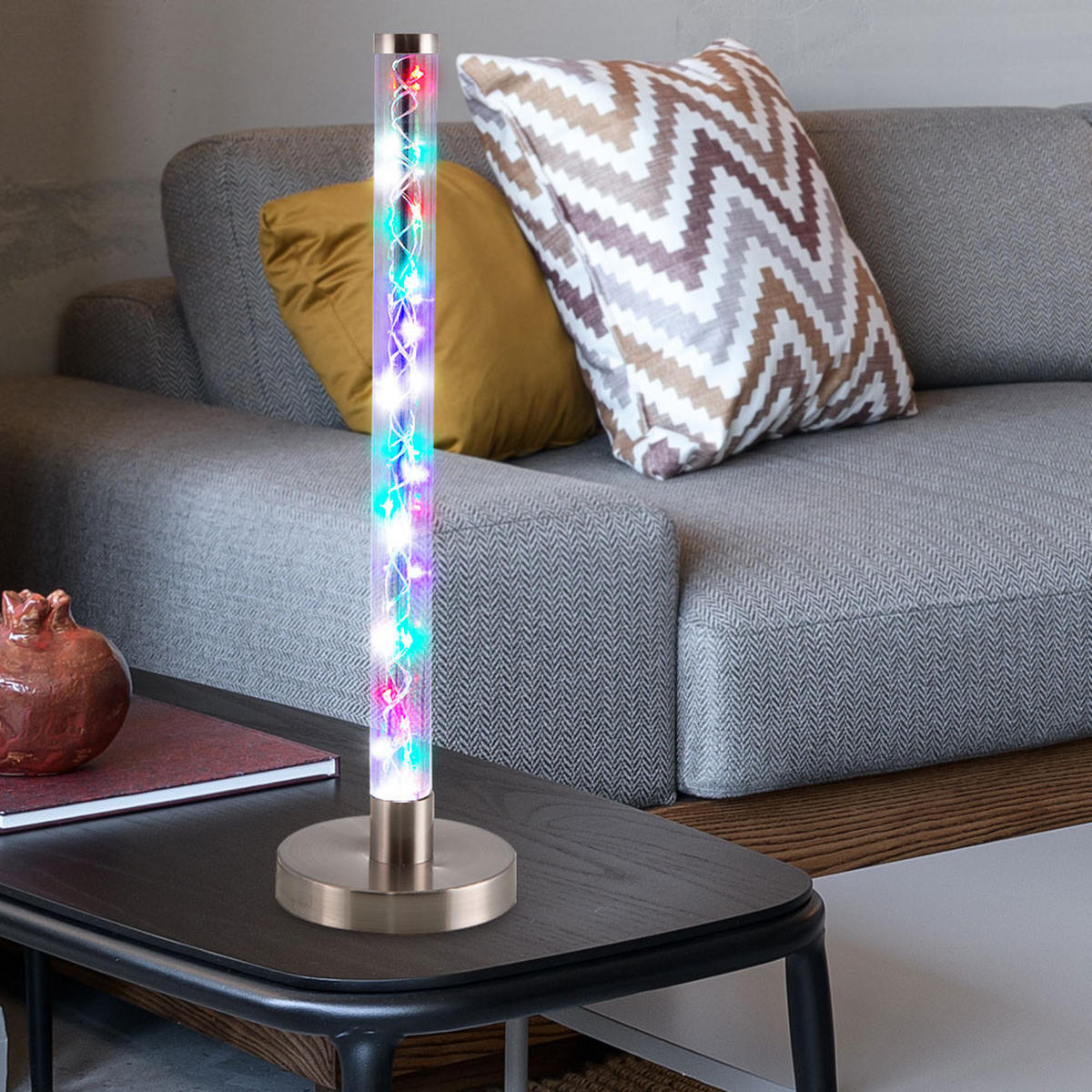 LED DEKOLEUCHTE Metall Silber - Silberfarben, Metall (10/10/42cm)