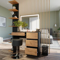 SCHMINKTISCH Sherry Anthrazit 90 x 75 cm mit LED-Spiegel und Hocker - Honigeiche/Anthrazit, Holzwerkstoff (90/75/40cm) - Vicco