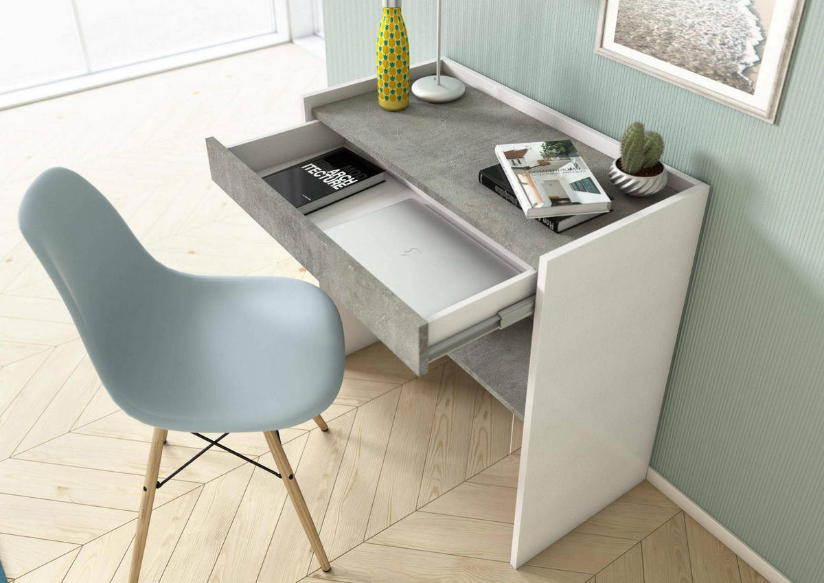 SCHREIBTISCH Weiß, Zement 40/80/79 cm - Weiß/Grau, Holzwerkstoff (40/80/79cm) - DMORA