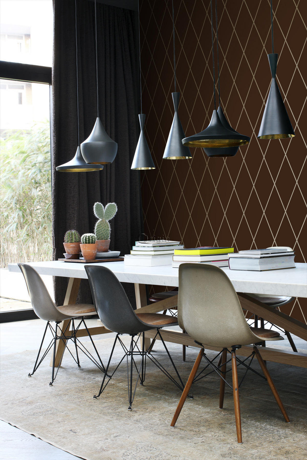 TAPETE Karomuster 53 cm x 10.05 m - Gelb, Papier (53/1000cm) - Origin Wallcoverings