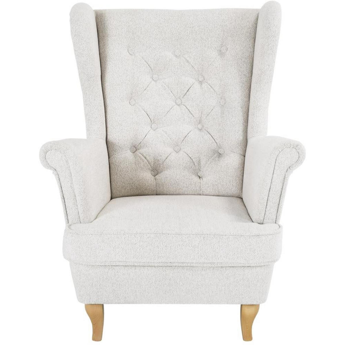 CHESTERFIELD-SESSEL Falco beige mit Buche Holzbeinen - Beige, Holz/Textil (82/102/92cm) - Beautysofa