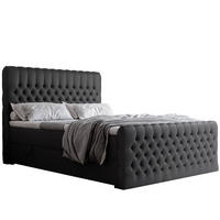 BOXBETT ALBA PLUS 160/200 cm mit Matratze und Topper, Schwarz - Schwarz, Textil (160/200cm) - Idohome