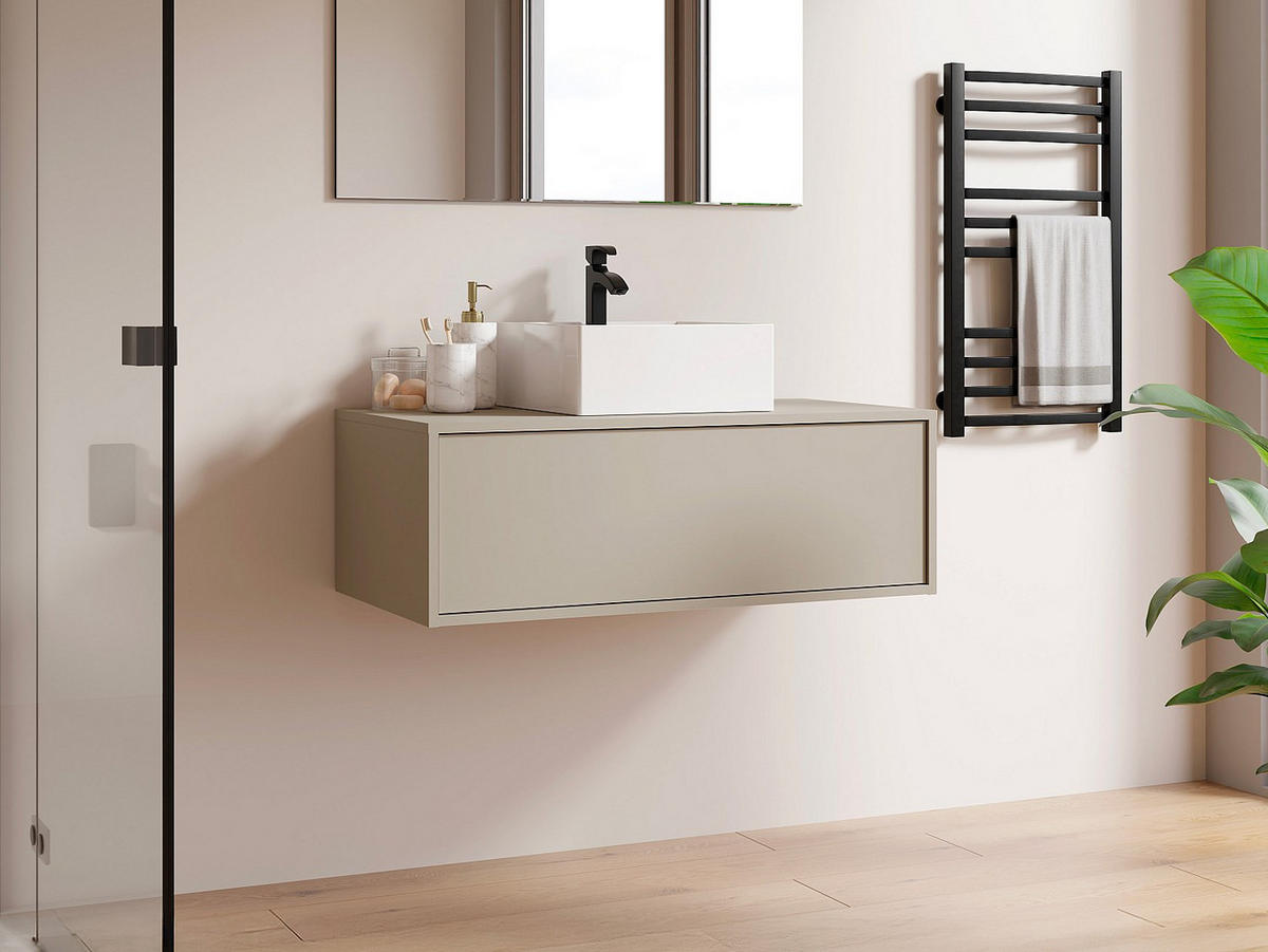 EINZELWASCHTISCH - 94 cm x 47 cm - Holz, Platte - Beige - TEANA - Beige, Holz (94/32/47cm) - Vente-Unique