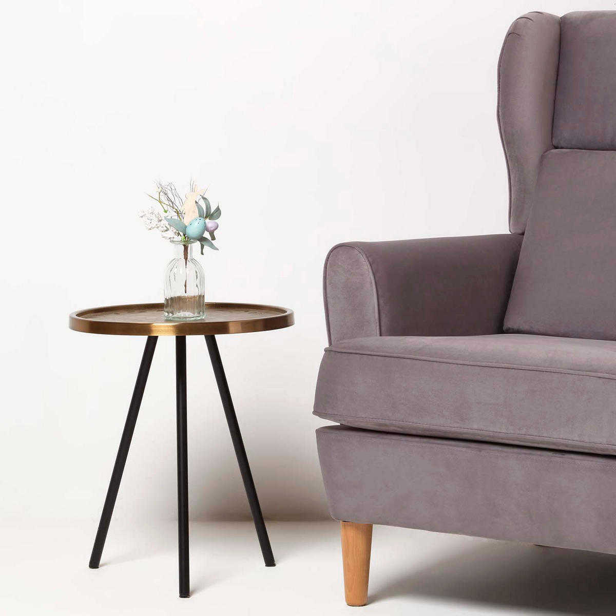 OSTERDEKO Zweig mit Eiern & Hase, 24 cm - Multicolor, Kunststoff (14/24/24cm) - Homescapes