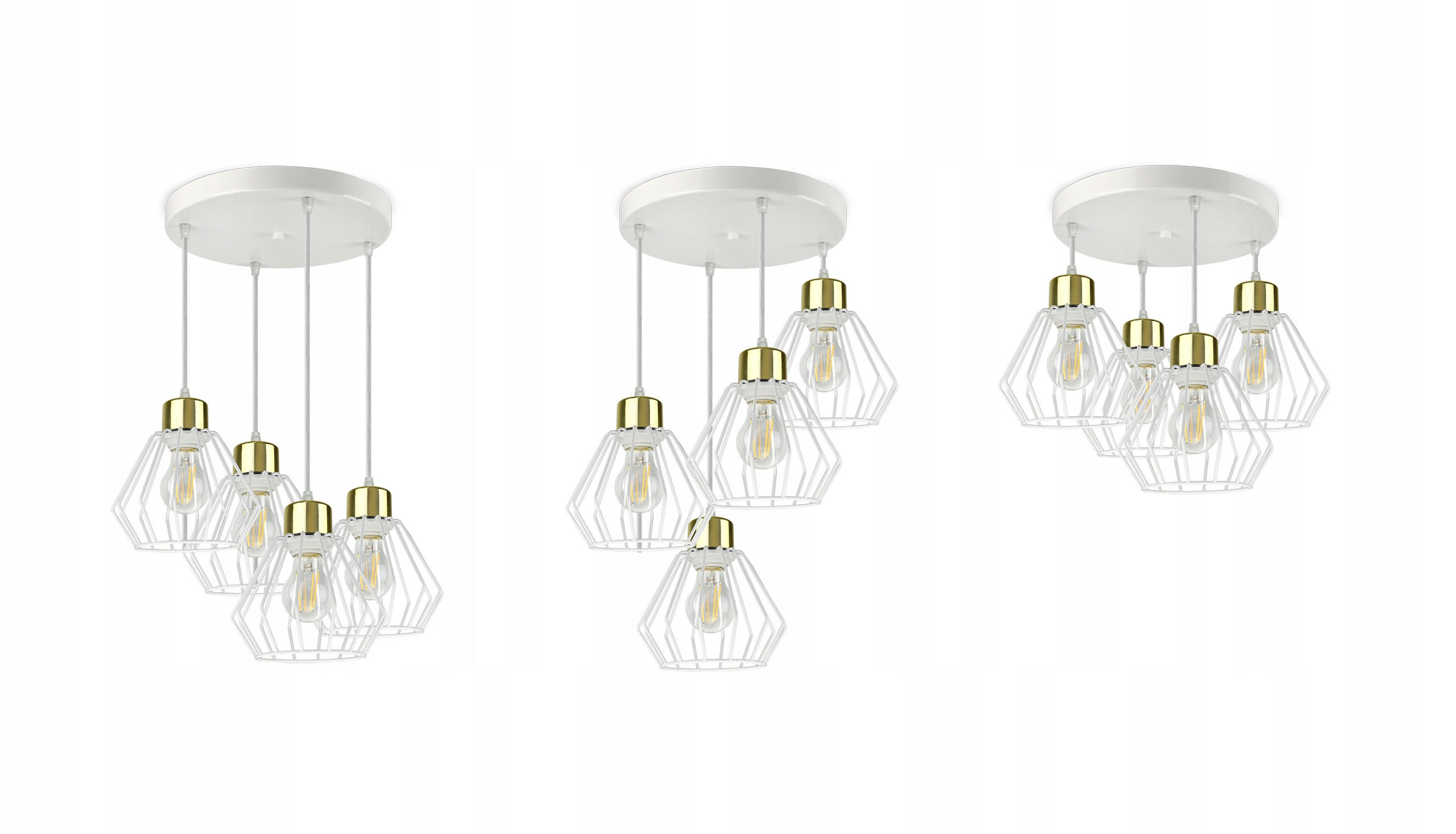 PENDELLEUCHTE LOFT - Goldfarben/Weiß, Metall (30/30/80cm) - kiki design