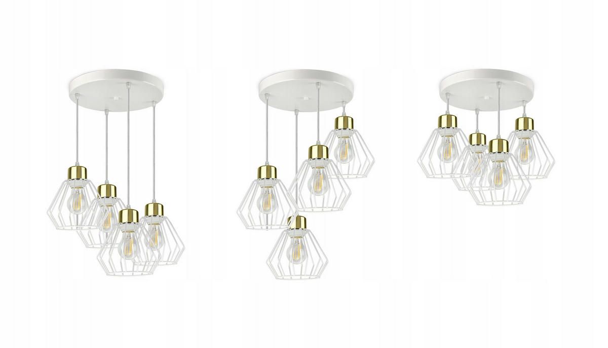PENDELLEUCHTE LOFT - Goldfarben/Weiß, Metall (30/30/80cm) - kiki design