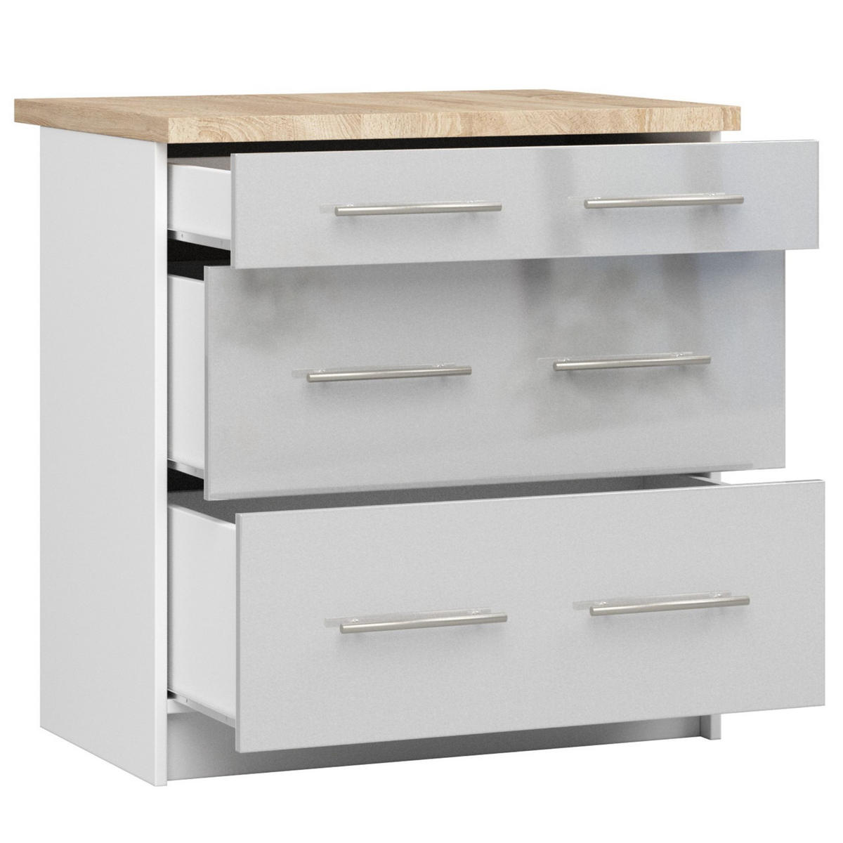 UNTERSCHRANK Weiß, Metallisch Glanz 85/80/46 - Weiß/Grau, Holzwerkstoff (80/85/46cm) - RAUMHIRSCH FURNITURE