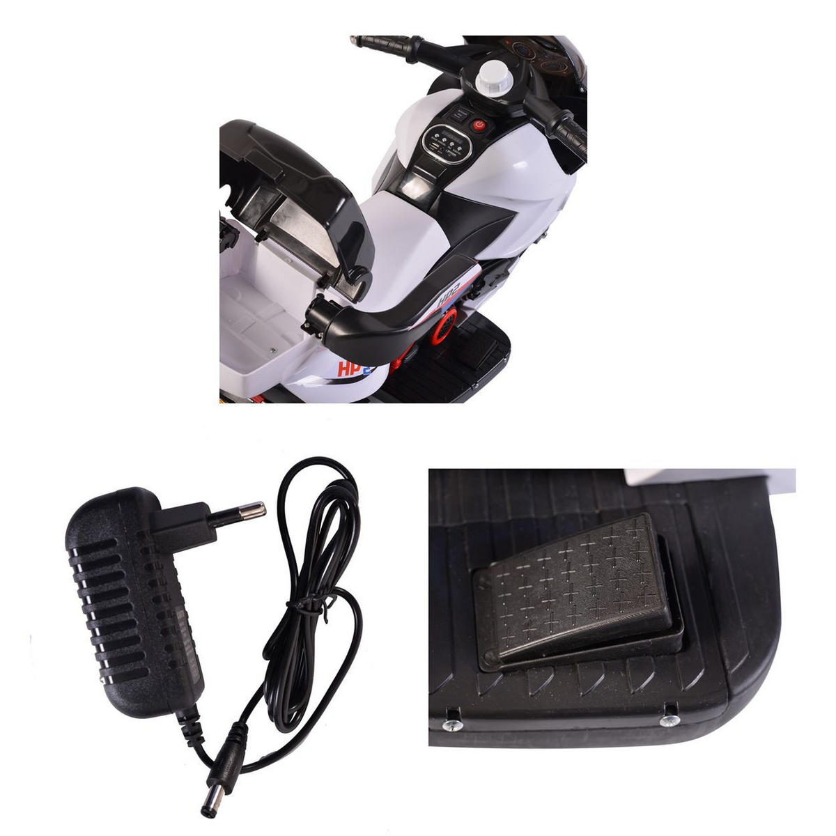 ELEKTROFAHRZEUG Motorrad HP2 FB-6187 rot mit Musikfunktion, Spielzeugkorb, ab 3 Jahre - Rot, Kunststoff (96/46/60cm) - Moni