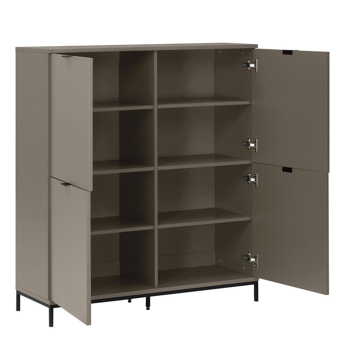 HIGHBOARD - Eisen / MDF - Taupe, Holzwerkstoff/Metall (110/124/40cm) - home24