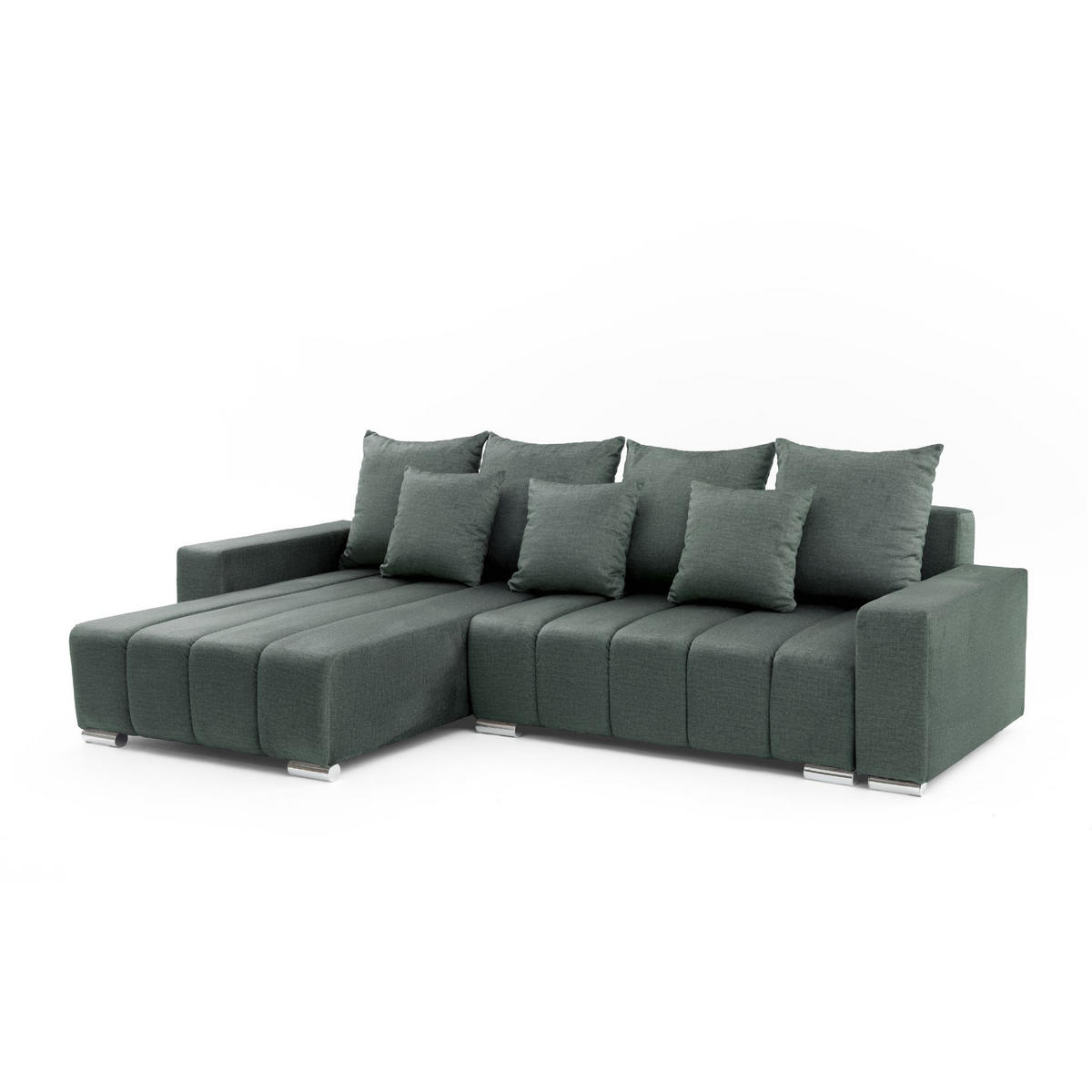 ECKSOFA Piano L Links mit Schlaffunktion 137x234 Velours Grün - Silberfarben/Grün, Holz/Textil (278/178cm) - Muffo