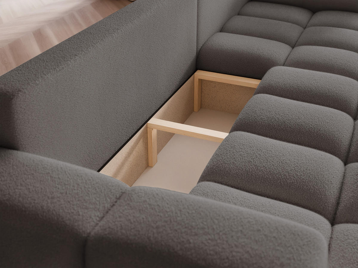 ECKSOFA BUENO mit Schlaffunktion und Bettkasten Dunkelgrau - Dunkelgrau, Holzwerkstoff/Kunststoff (280/148cm) - Idohome