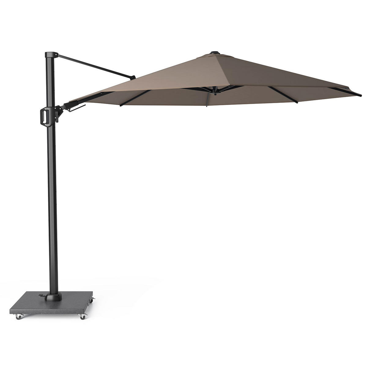 AMPELSCHIRM rund 3.5 m Challenger T² Premium 360° kippbar braun/anthrazit - Braun, Metall (350/350cm) - Platinum