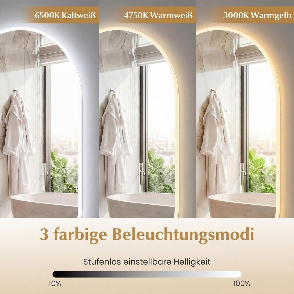 BADSPIEGEL mit Beleuchtung silber - Silberfarben, Glas (55/90/3cm) - COSTWAY