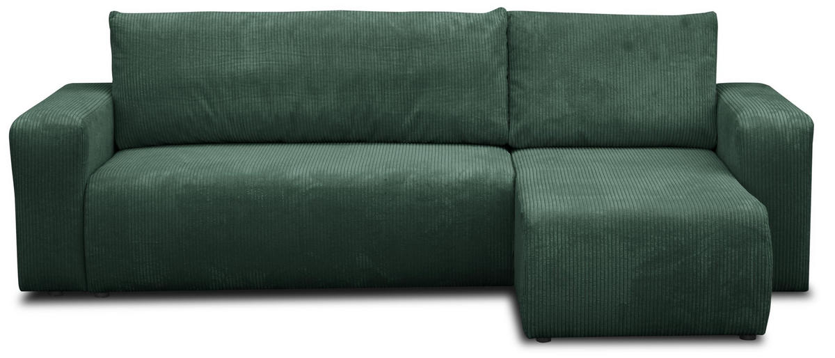 ECKSOFA LUNA mit Schlaffunktion und Bettkasten Cord-Stofff (Grün) - Grün, Textil (244/142cm) - VENASI MÖBEL