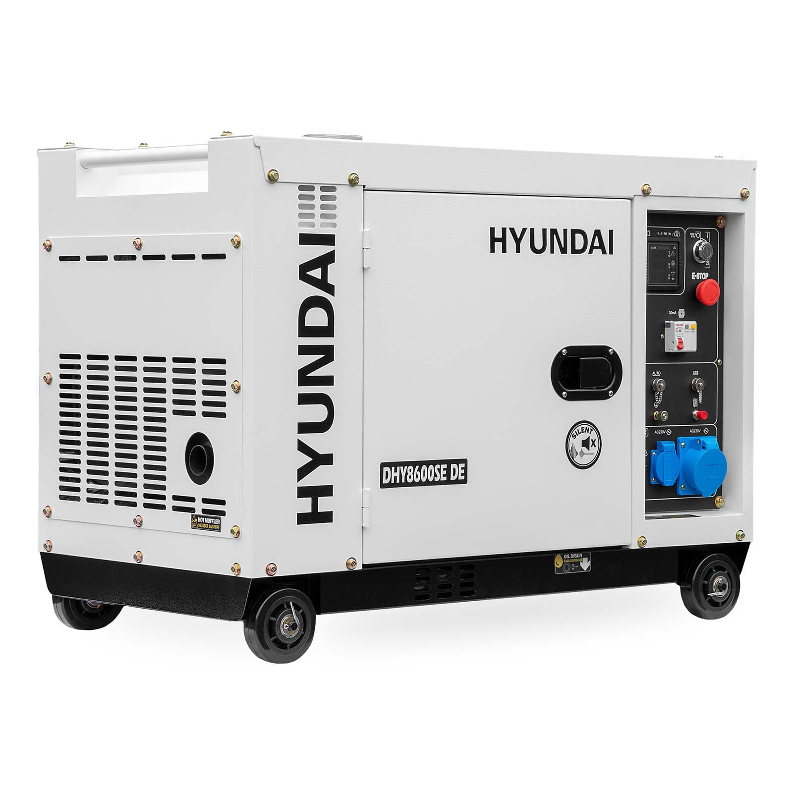 DIESEL Generator DHY8600SE D (6.3 kW, Elektrostart, 2 x 230V) - Weiß, Metall (92/52/72cm) - HYUNDAI
