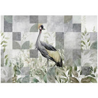 FOTOTAPETE Vogel Blätter Grau 312x219 cm - Multicolor, Textil (312/219cm) - Wallarena