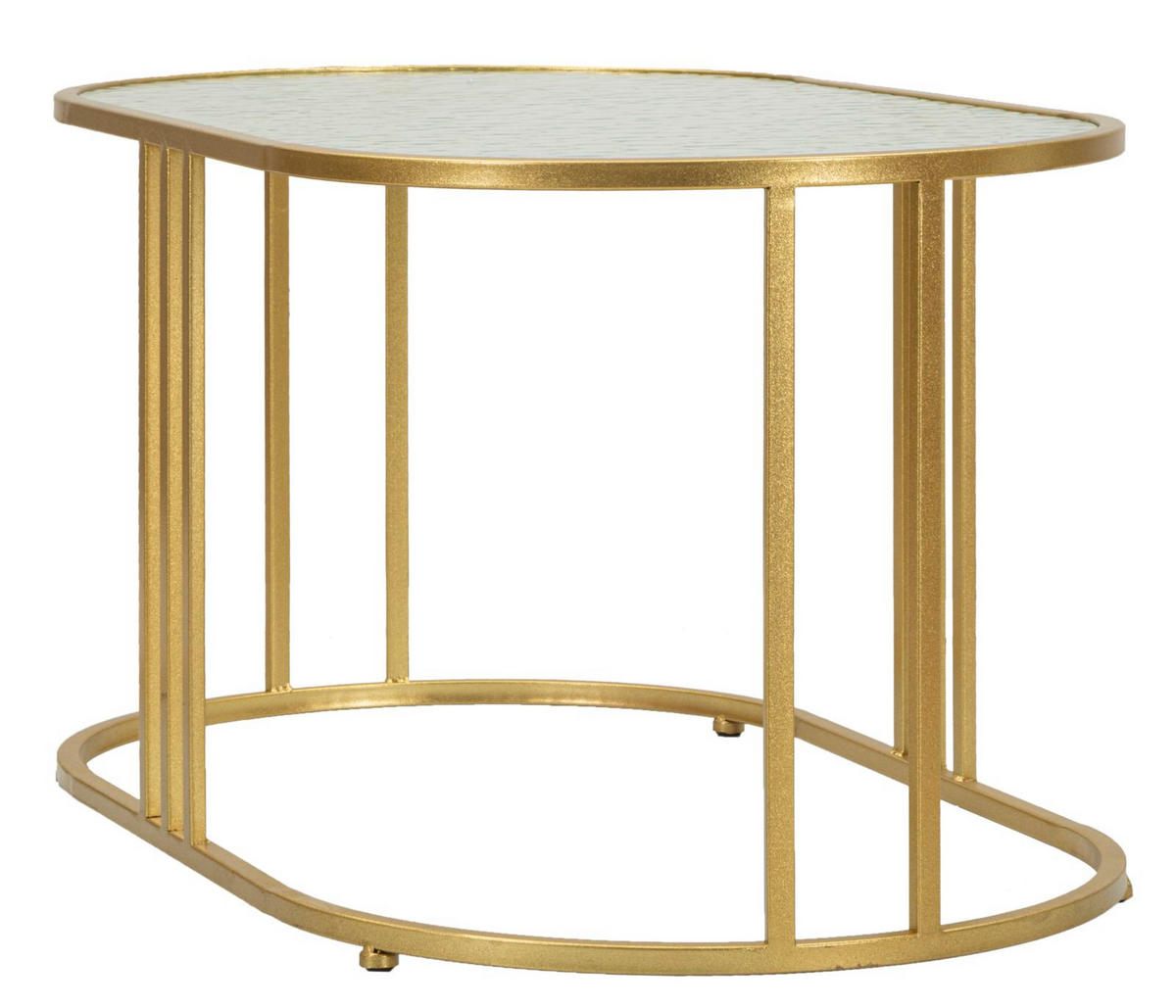 COUCHTISCH Antalia, goldfarben, Eisen und Glas, 90 x 50 x 45 cm - Goldfarben, Glas/Metall (50/90/45cm) - Mauro Ferretti