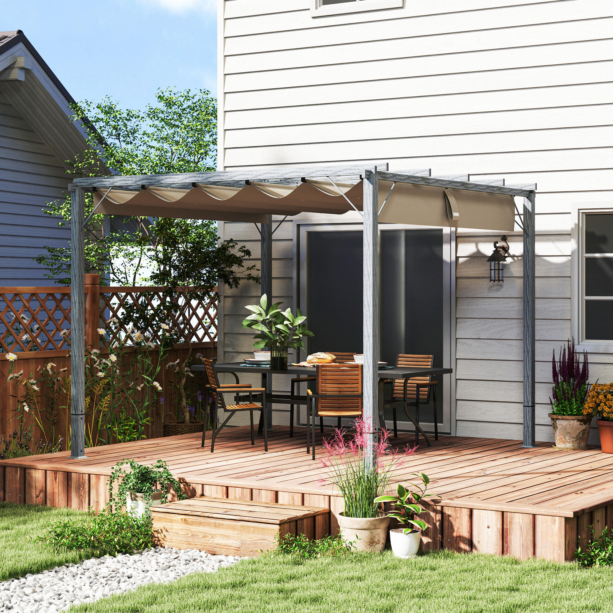 PERGOLA ca. 3x3m, Grau - Grau, Metall (296/232/299cm) - Outsunny