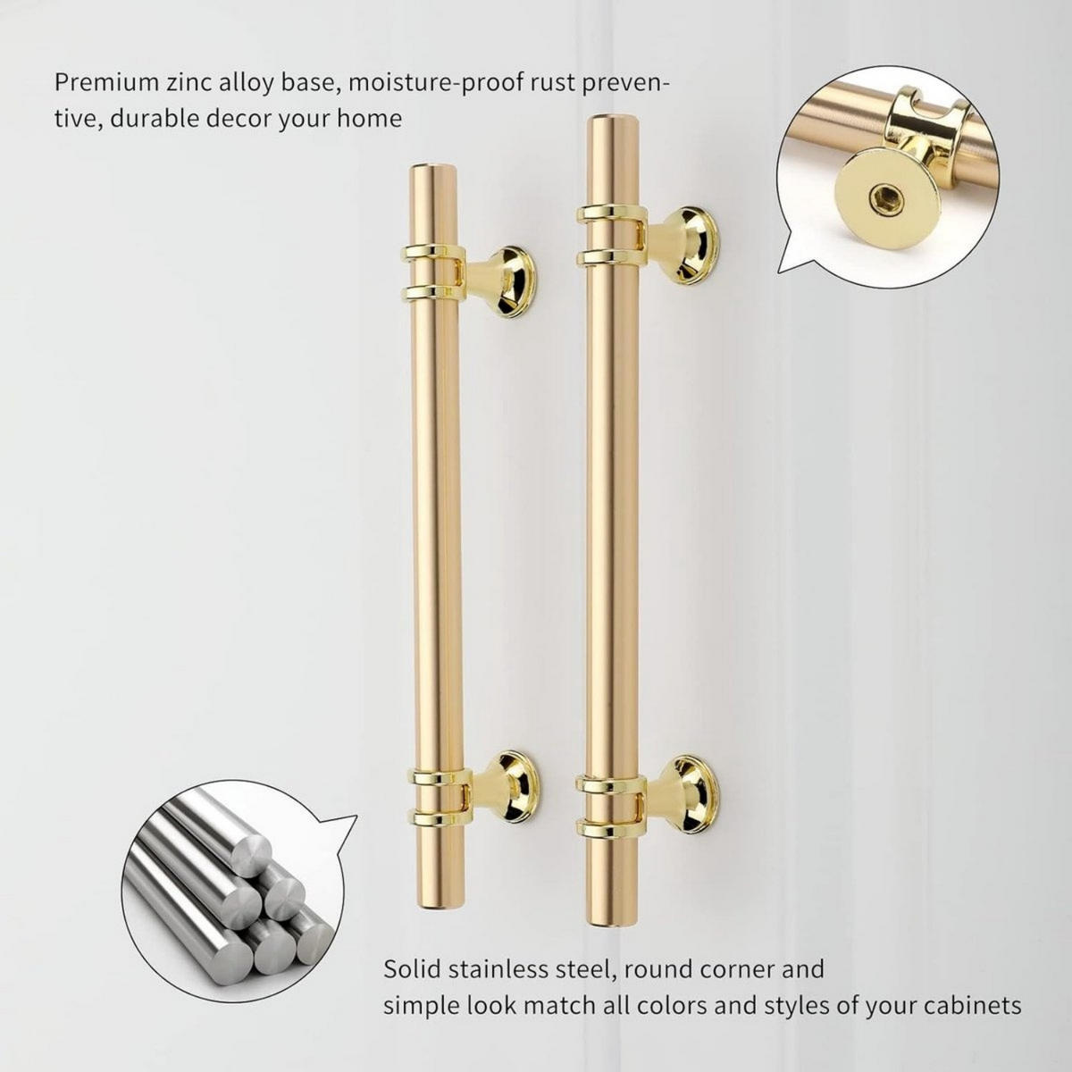 KÜCHENSCHRANKGRIFF 6er-Set Gold 128 mm Zink-Aluminiumlegierung Schublade - Goldfarben, Metall (1.2/3.2/12.8cm) - MCBOSON
