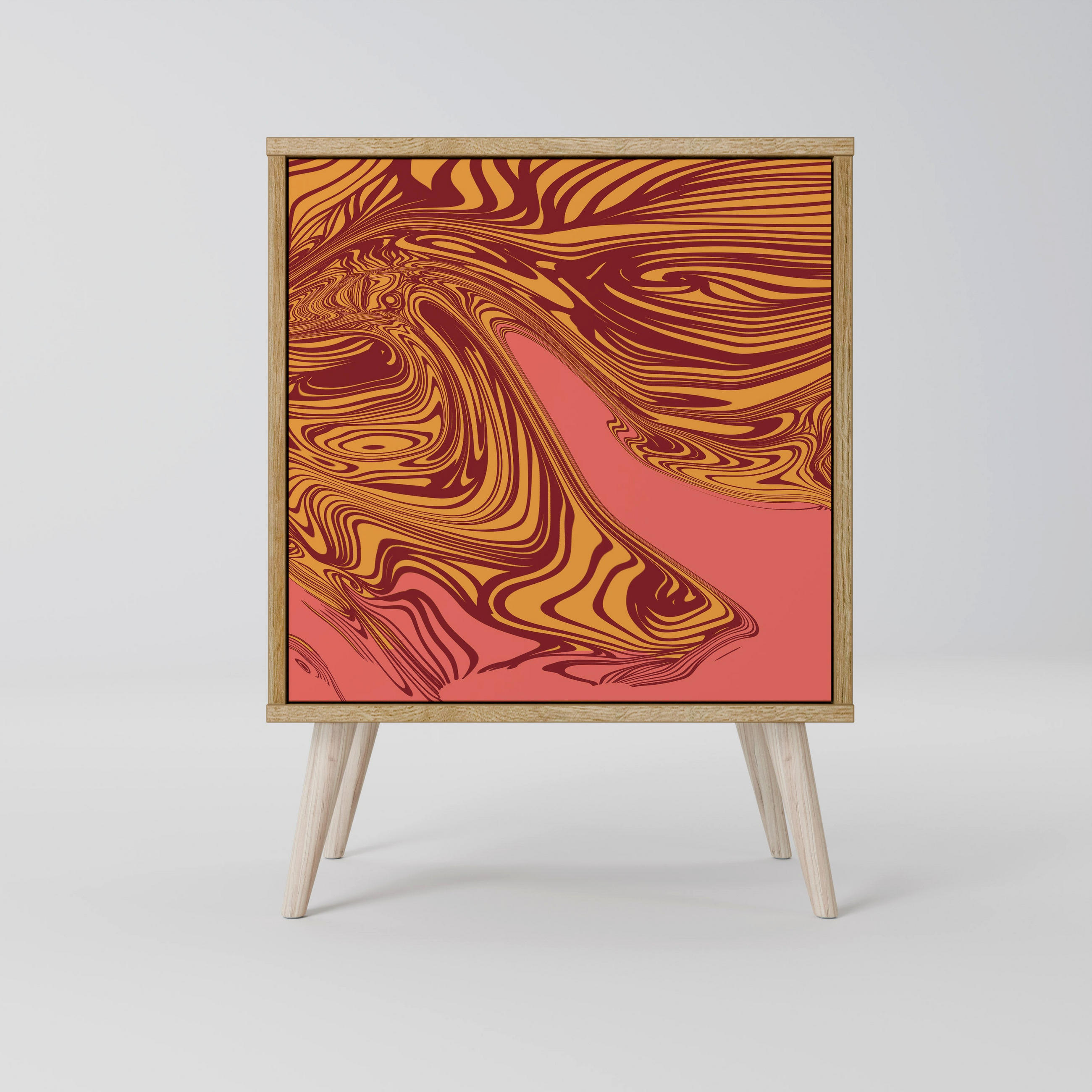 SIDEBOARD FLOATING THOUGHTS, Eichefarben, 57,5x42x77,5 cm, Schräge Buchenholzfüße - Eichefarben/Buchefarben, Holzwerkstoff/Buchenholz (57.5/77.5/42cm) - SpaceRebels