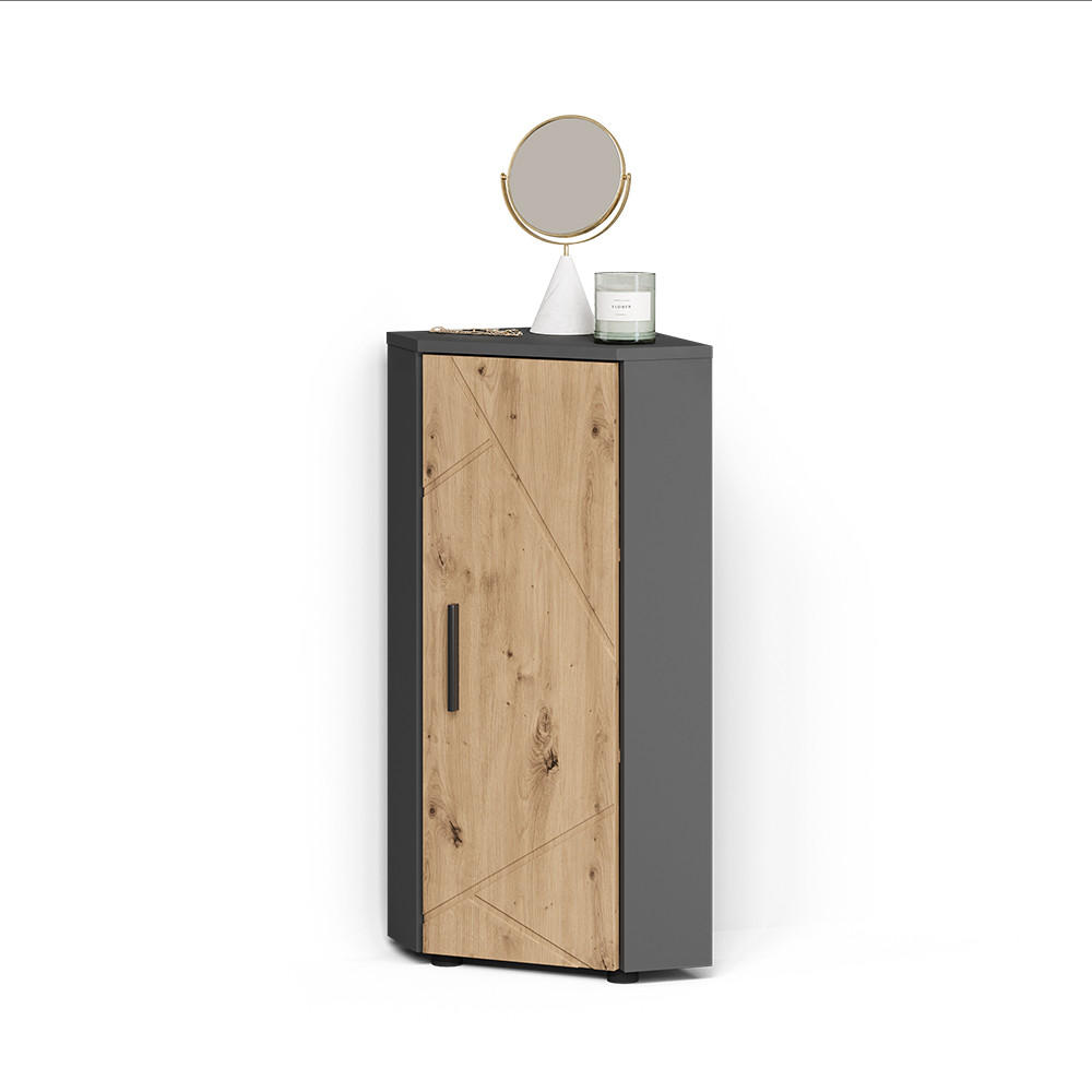 MIDISCHRANK Ronco, Anthrazit/Artisan-Eiche, 33 x 81 cm mit 1 Tür - Anthrazit/Eiche Artisan, Holzwerkstoff (33/81/33cm) - Livinity®